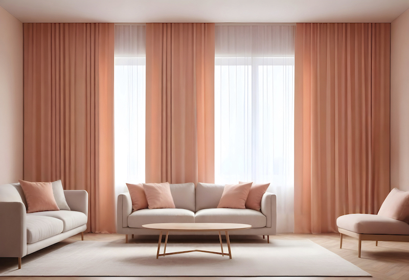 Sala com cortinados por medida